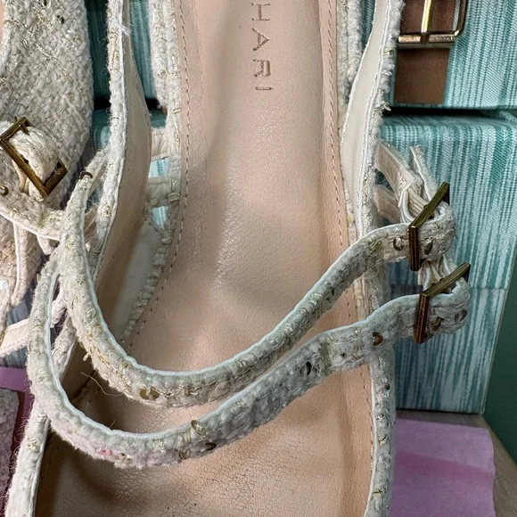 Tahari Cream Textured Flats with Buckle - Picture 10 of 10